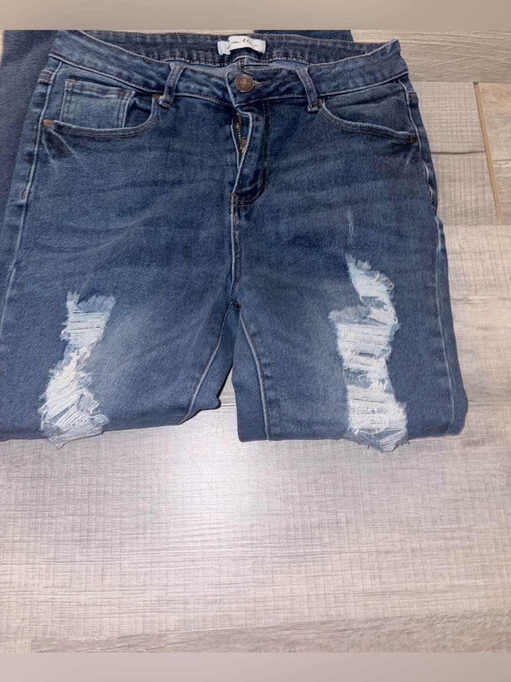 Bien Bleu distressed rippedwash skinny jeans Sz 13